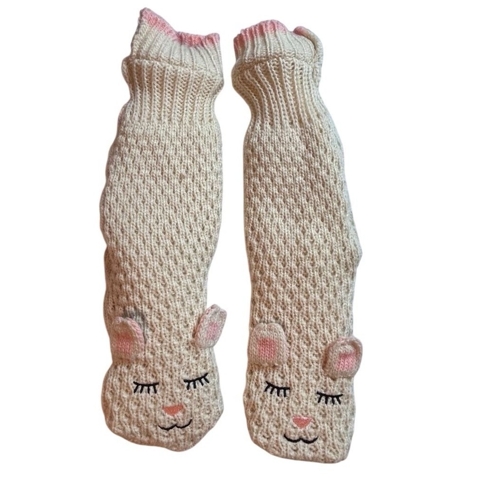 Jane & Bleecker Pair Slipper‎ Knit Faux Socks Cat Fleece Fuzzy Warm Gift